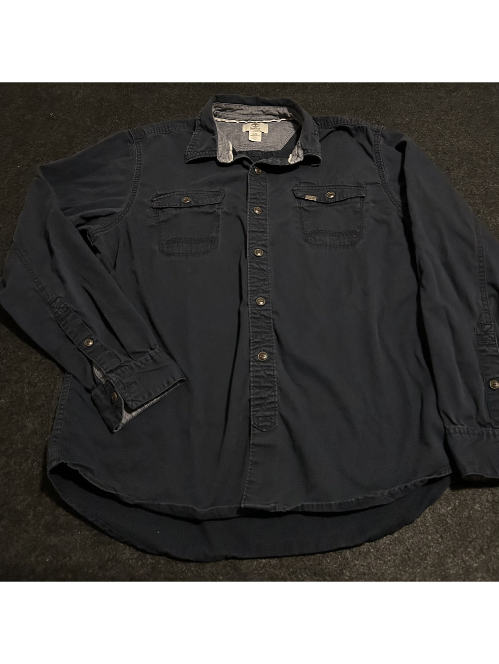 Timberland Earthkeepers Long Sleeve Button-Down Shirt Men's Size Large Navy Blue